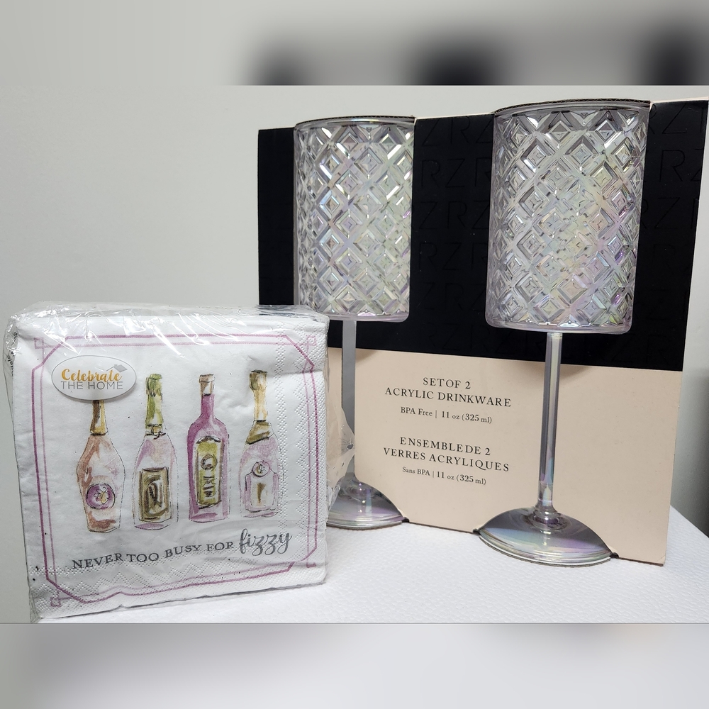 RACHEL ZOE Drinkware & Napkins Girls Night Set NWOT